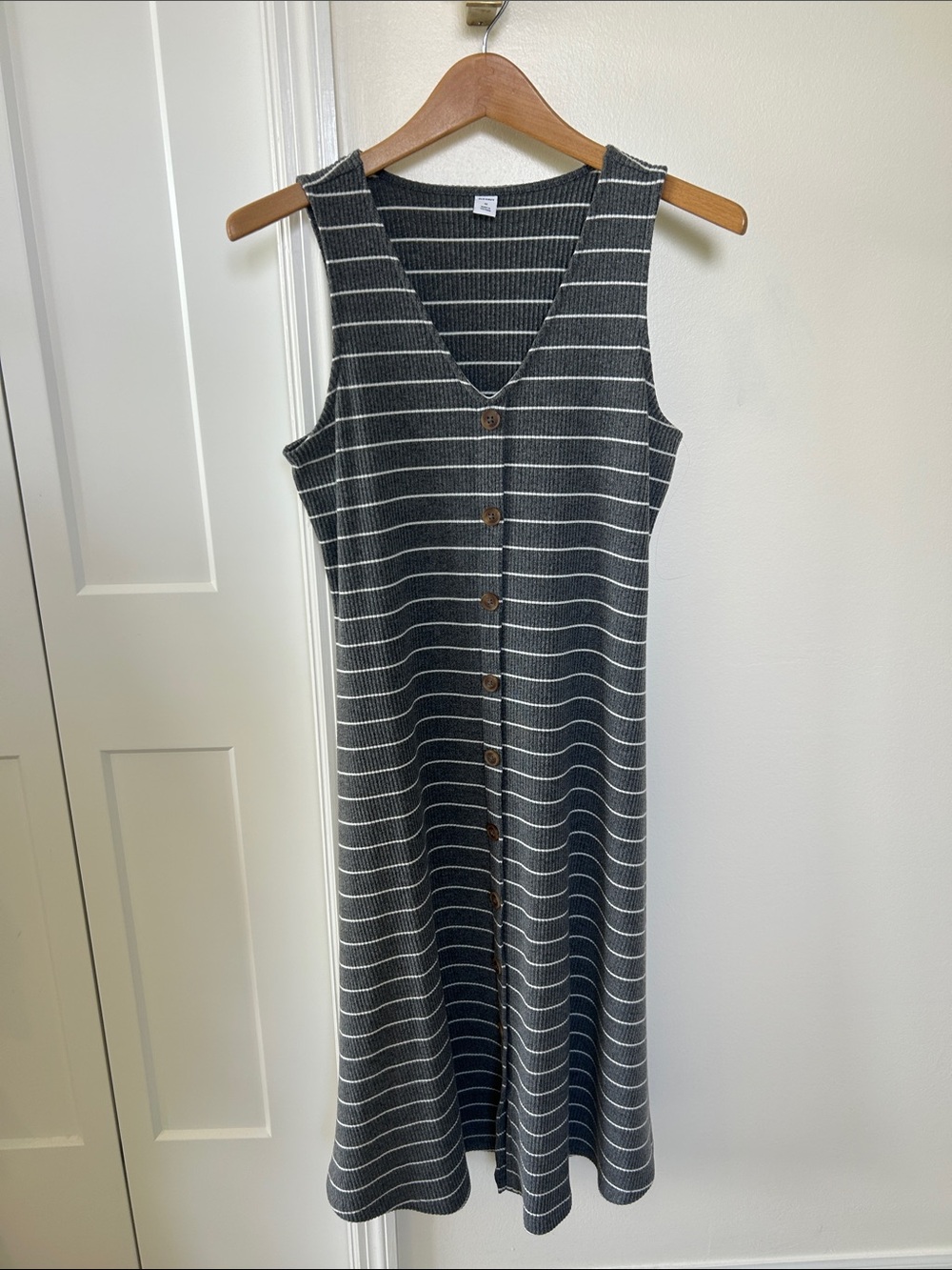 Old Navy Striped Rib Knit Midi Button-Front Dress